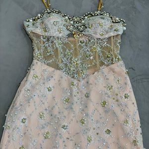 Musani gold pearl beaded dress